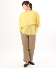 OLBED17099 eur3(エウルキューブ) 【WEB先行販売】【大きいサイズ】レイヤード風ブラウス イエロー