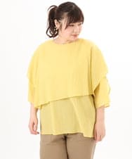 OLBED17099 eur3(エウルキューブ) 【WEB先行販売】【大きいサイズ】レイヤード風ブラウス イエロー