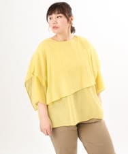 OLBED17099 eur3(エウルキューブ) 【WEB先行販売】【大きいサイズ】レイヤード風ブラウス イエロー