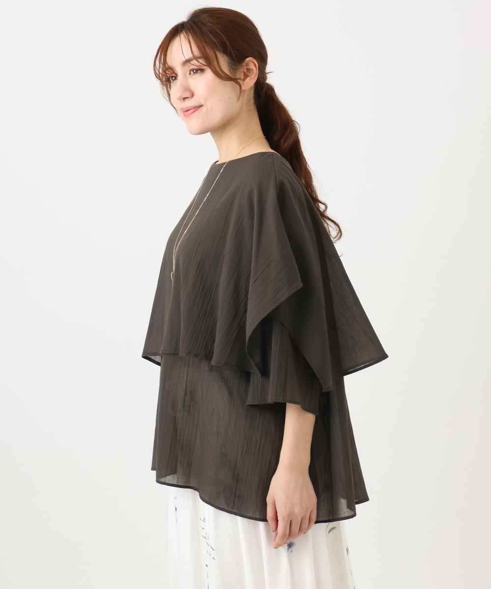 OLBED17099 eur3(エウルキューブ) 【WEB先行販売】【大きいサイズ】レイヤード風ブラウス ダークブラウン