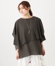 OLBED17099 eur3(エウルキューブ) 【WEB先行販売】【大きいサイズ】レイヤード風ブラウス ダークブラウン