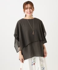 OLBED17099 eur3(エウルキューブ) 【WEB先行販売】【大きいサイズ】レイヤード風ブラウス ダークブラウン