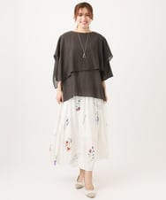 OLBED17099 eur3(エウルキューブ) 【WEB先行販売】【大きいサイズ】レイヤード風ブラウス ダークブラウン