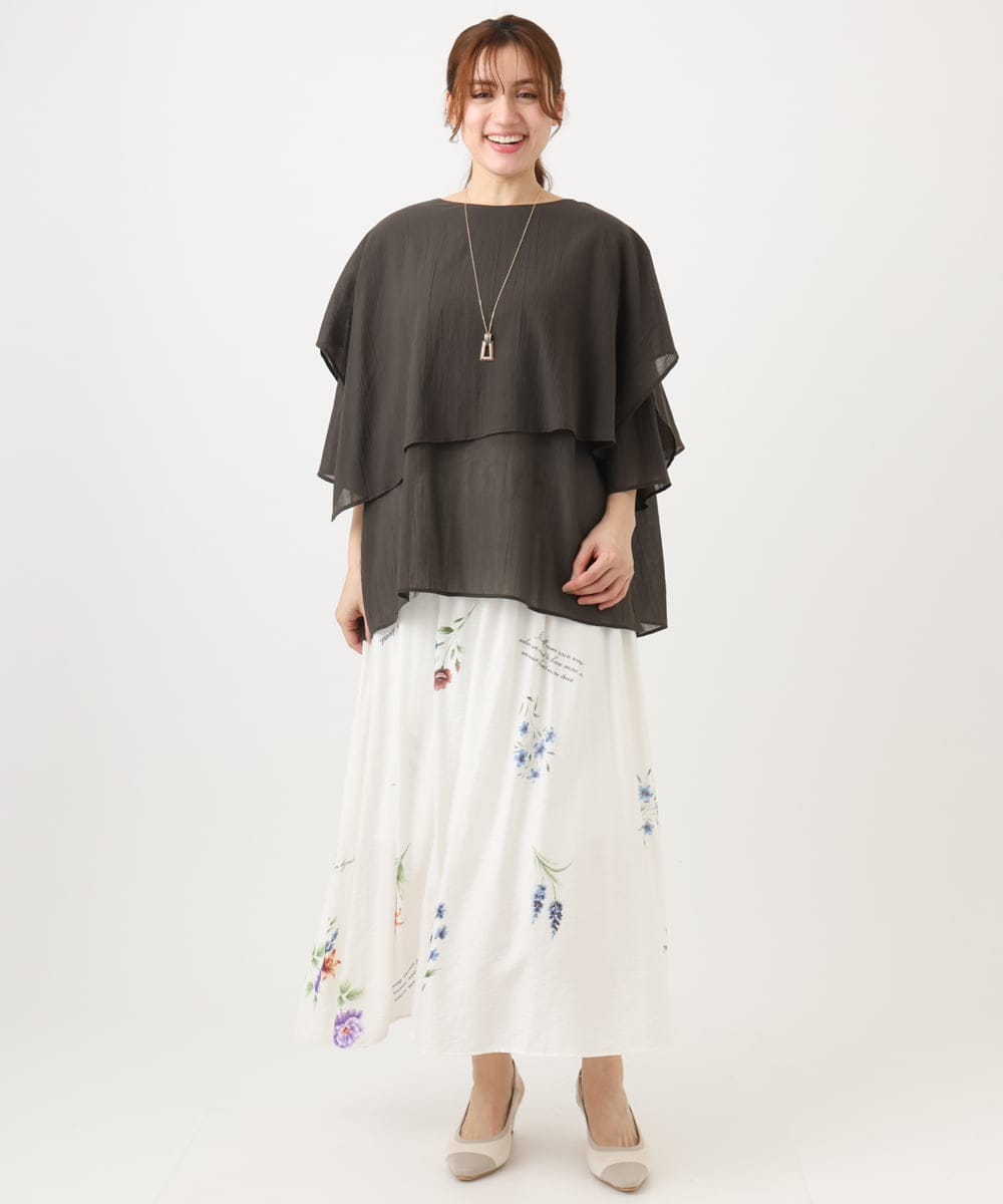 OLBED17099 eur3(エウルキューブ) 【WEB先行販売】【大きいサイズ】レイヤード風ブラウス ダークブラウン