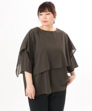 OLBED17099 eur3(エウルキューブ) 【WEB先行販売】【大きいサイズ】レイヤード風ブラウス ダークブラウン