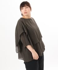 OLBED17099 eur3(エウルキューブ) 【WEB先行販売】【大きいサイズ】レイヤード風ブラウス ダークブラウン