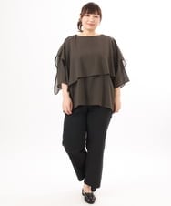 OLBED17099 eur3(エウルキューブ) 【WEB先行販売】【大きいサイズ】レイヤード風ブラウス ダークブラウン
