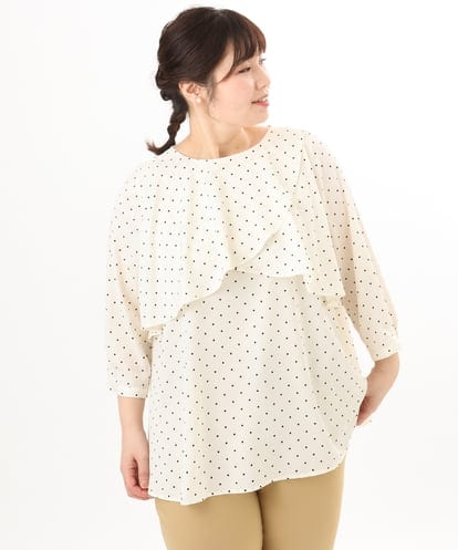 OLBED18099 eur3 【大きいサイズ】ドットプリントフレアブラウス