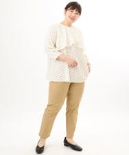 OLBED18099 eur3(エウルキューブ) 【大きいサイズ】ドットプリントフレアブラウス アイボリー