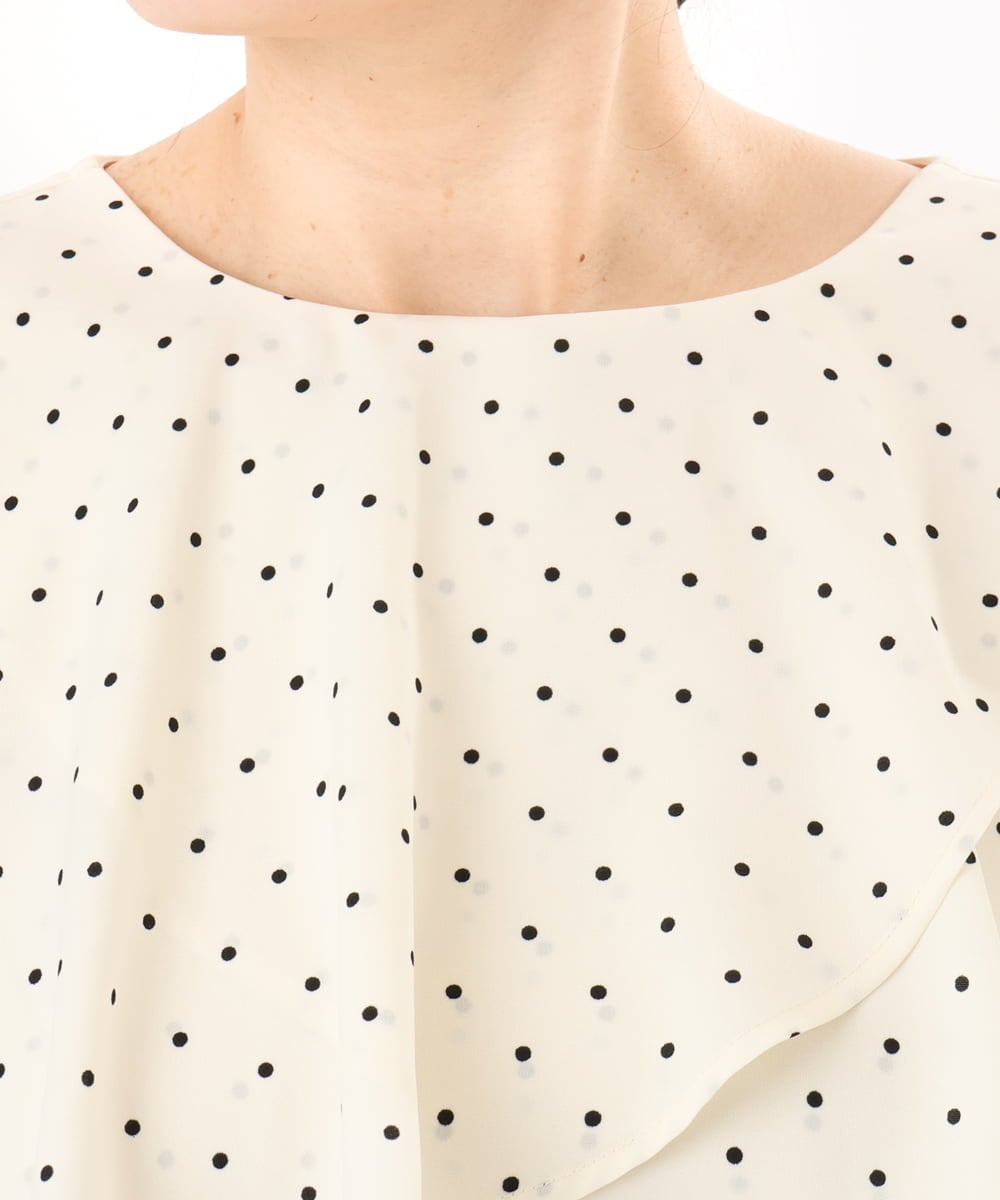 OLBED18099 eur3(エウルキューブ) 【大きいサイズ】ドットプリントフレアブラウス アイボリー