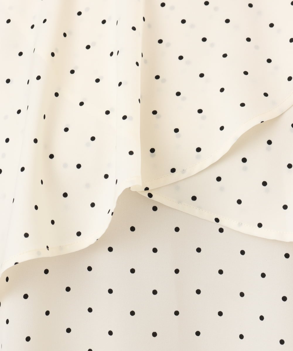 OLBED18099 eur3(エウルキューブ) 【大きいサイズ】ドットプリントフレアブラウス アイボリー