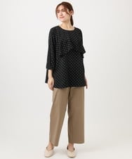 OLBED18099 eur3(エウルキューブ) 【大きいサイズ】ドットプリントフレアブラウス ブラック