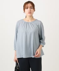 OLBED19089 eur3(エウルキューブ) 【大きいサイズ/11号サイズあり】ギャザーブラウス ライトブルー