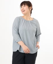 OLBED19089 eur3(エウルキューブ) 【大きいサイズ/11号サイズあり】ギャザーブラウス ライトブルー