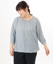 OLBED19089 eur3(エウルキューブ) 【大きいサイズ/11号サイズあり】ギャザーブラウス ライトブルー