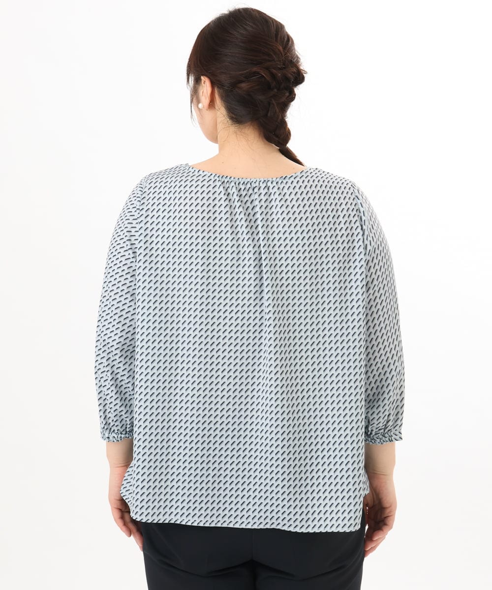 OLBED19089 eur3(エウルキューブ) 【大きいサイズ/11号サイズあり】ギャザーブラウス ライトブルー