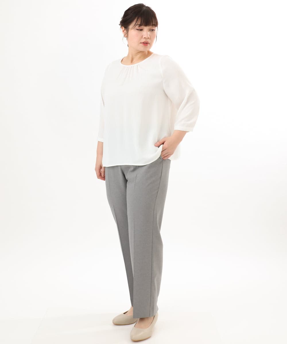 OLBED19089 eur3(エウルキューブ) 【大きいサイズ/11号サイズあり】ギャザーブラウス ホワイト