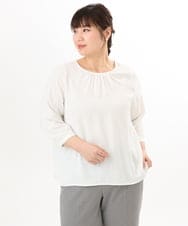 OLBED19089 eur3(エウルキューブ) 【大きいサイズ/11号サイズあり】ギャザーブラウス ホワイト