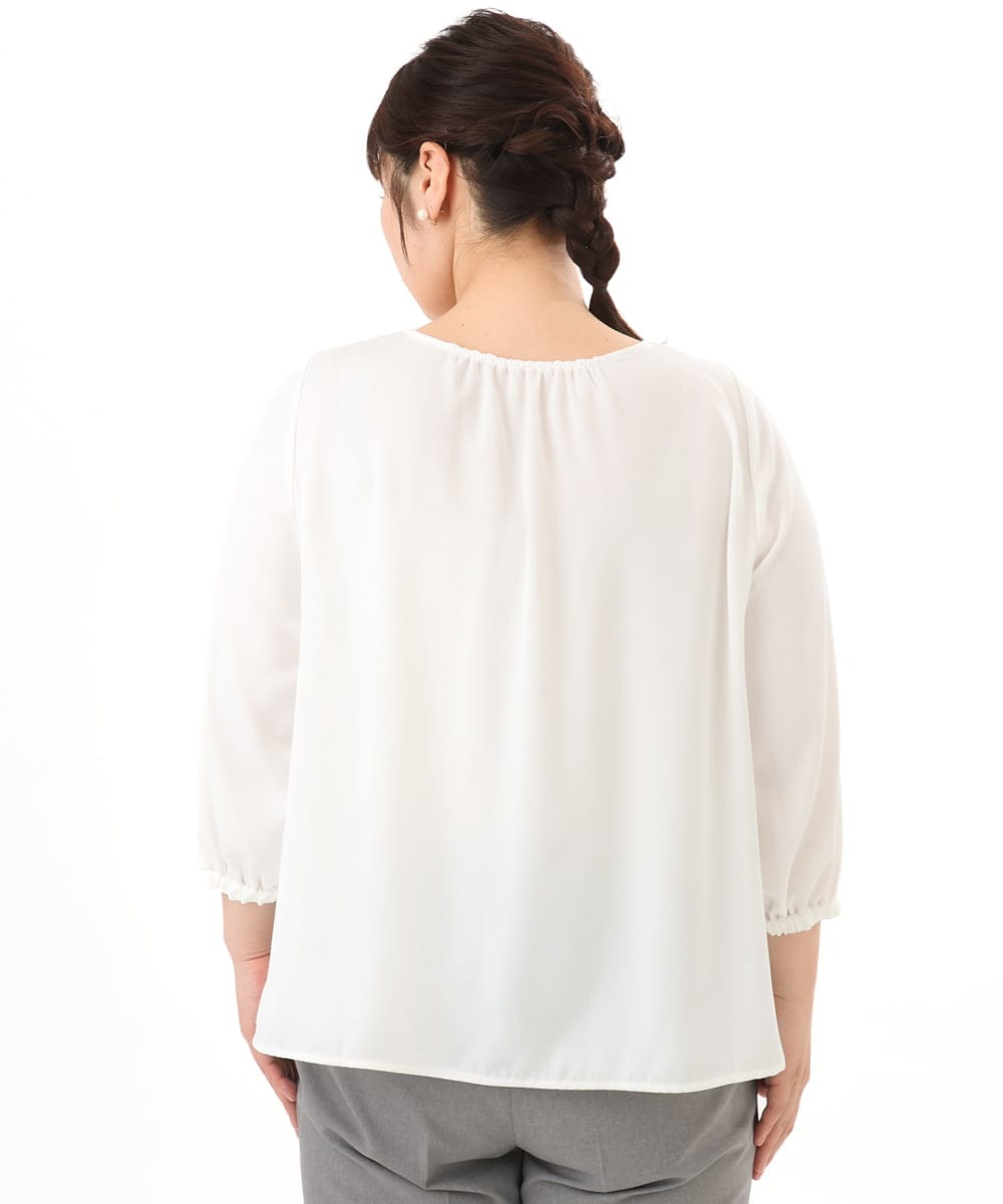 OLBED19089 eur3(エウルキューブ) 【大きいサイズ/11号サイズあり】ギャザーブラウス ホワイト
