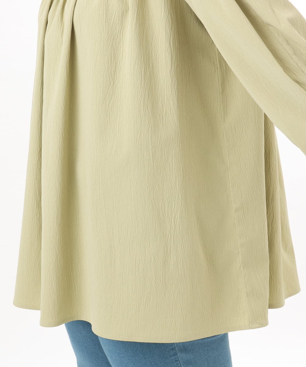 OLBED20109 eur3(エウルキューブ) 【大きいサイズ】レースコンビシャーリングブラウス カーキ