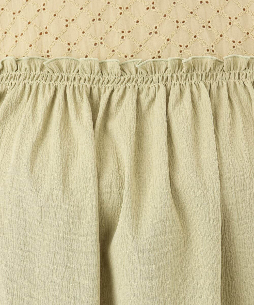 OLBED20109 eur3(エウルキューブ) 【大きいサイズ】レースコンビシャーリングブラウス カーキ