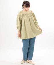 OLBED20109 eur3(エウルキューブ) 【大きいサイズ】レースコンビシャーリングブラウス カーキ