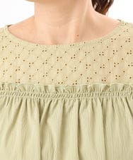 OLBED20109 eur3(エウルキューブ) 【大きいサイズ】レースコンビシャーリングブラウス カーキ