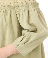 OLBED20109 eur3(エウルキューブ) 【大きいサイズ】レースコンビシャーリングブラウス カーキ