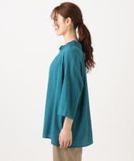 OLBED21099 eur3(エウルキューブ) 【WEB先行販売】【大きいサイズ】ギンガムシャーリングブラウス グリーン