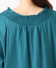 OLBED21099 eur3(エウルキューブ) 【WEB先行販売】【大きいサイズ】ギンガムシャーリングブラウス グリーン