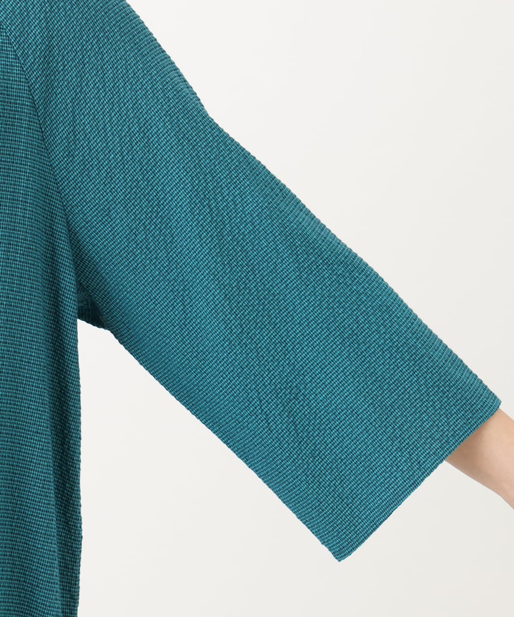 OLBED21099 eur3(エウルキューブ) 【WEB先行販売】【大きいサイズ】ギンガムシャーリングブラウス グリーン