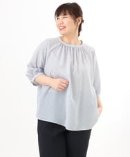 OLBED22089 eur3(エウルキューブ) 【大きいサイズ】フラワープロバンスプリントブラウス ライトブルー