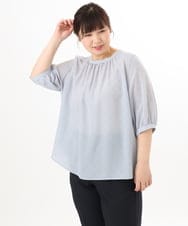 OLBED22089 eur3(エウルキューブ) 【大きいサイズ】フラワープロバンスプリントブラウス ライトブルー