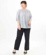 OLBED22089 eur3(エウルキューブ) 【大きいサイズ】フラワープロバンスプリントブラウス ライトブルー