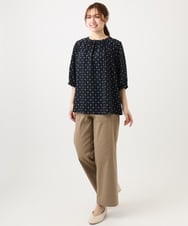 OLBED22089 eur3(エウルキューブ) 【大きいサイズ】フラワープロバンスプリントブラウス ネイビー