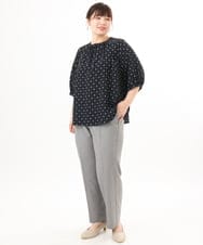 OLBED22089 eur3(エウルキューブ) 【大きいサイズ】フラワープロバンスプリントブラウス ネイビー