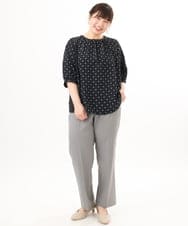 OLBED22089 eur3(エウルキューブ) 【大きいサイズ】フラワープロバンスプリントブラウス ネイビー