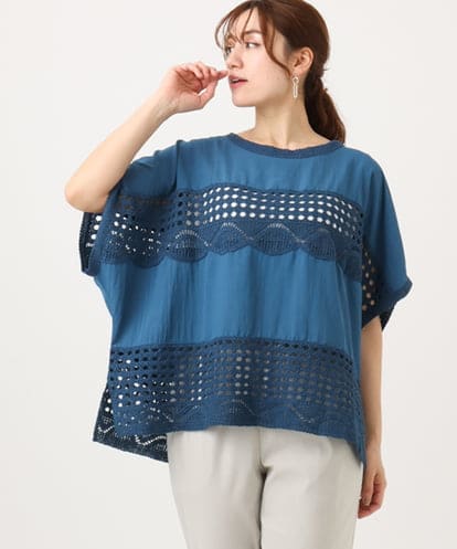 OLBED29119 eur3 【大きいサイズ】かぎ針切り替えブラウス