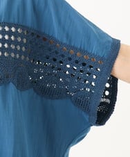 OLBED29119 eur3(エウルキューブ) 【大きいサイズ】かぎ針切り替えブラウス ブルー