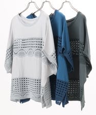 OLBED29119 eur3(エウルキューブ) 【大きいサイズ】かぎ針切り替えブラウス ダークグレー