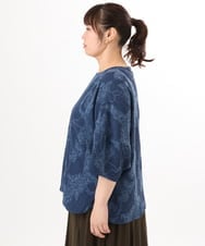 OLBED30079 eur3(エウルキューブ) 【大きいサイズ】ジャカードブラウス ブルー