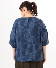 OLBED30079 eur3(エウルキューブ) 【大きいサイズ】ジャカードブラウス ブルー