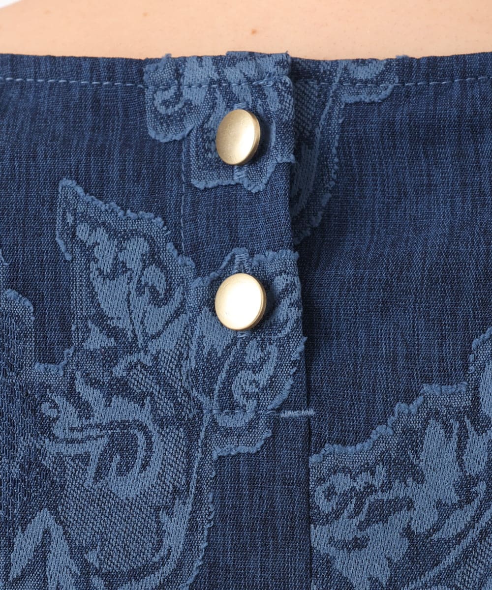 OLBED30079 eur3(エウルキューブ) 【大きいサイズ】ジャカードブラウス ブルー