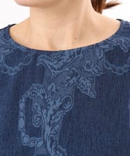 OLBED30079 eur3(エウルキューブ) 【大きいサイズ】ジャカードブラウス ブルー