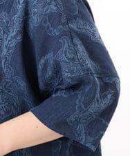 OLBED30079 eur3(エウルキューブ) 【大きいサイズ】ジャカードブラウス ブルー