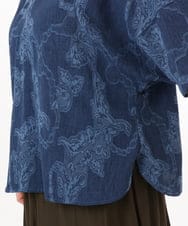 OLBED30079 eur3(エウルキューブ) 【大きいサイズ】ジャカードブラウス ブルー