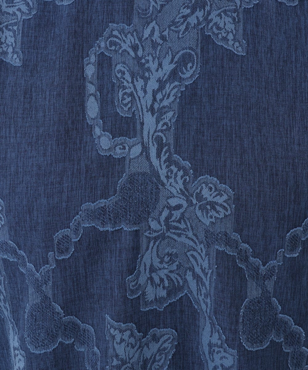 OLBED30079 eur3(エウルキューブ) 【大きいサイズ】ジャカードブラウス ブルー