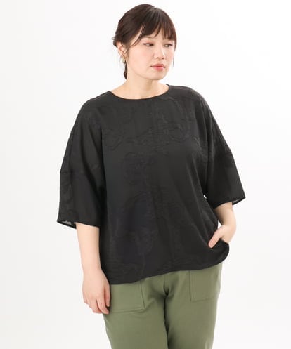 OLBED30079 eur3 【大きいサイズ】ジャカードブラウス