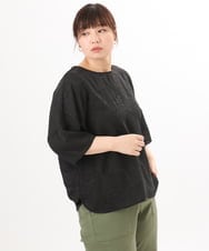 OLBED30079 eur3(エウルキューブ) 【大きいサイズ】ジャカードブラウス ブラック