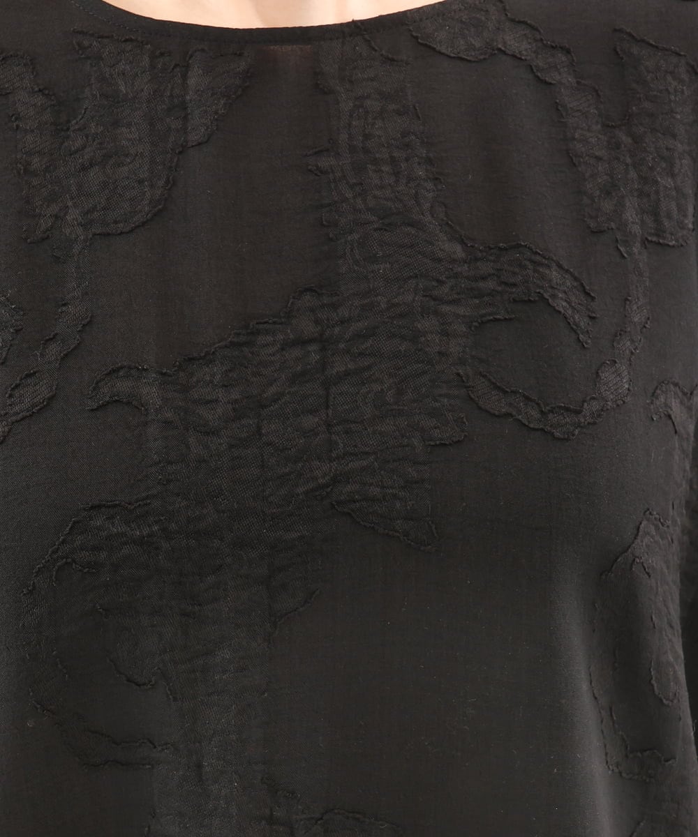 OLBED30079 eur3(エウルキューブ) 【大きいサイズ】ジャカードブラウス ブラック